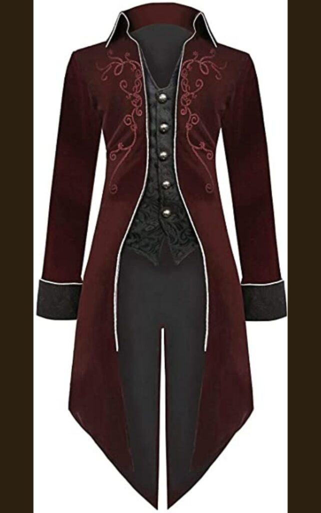 Retro embroidered steampunk style tailcoat