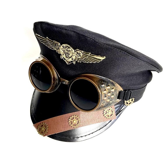 Steampunk Captain hat with goggles