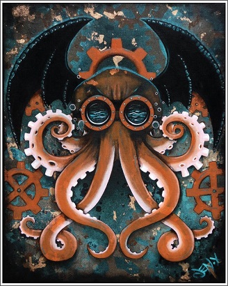 Steampunk Octopus Painting