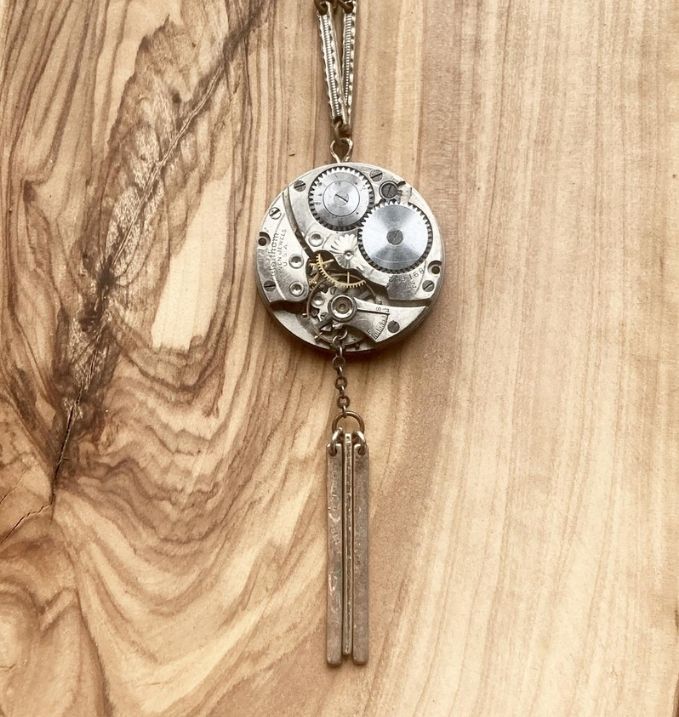 Steampunk Pocket Watch Pendant with Chain