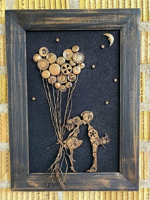 Steampunk wall art signifying Love