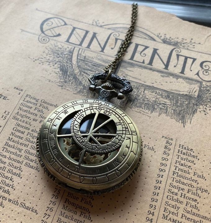 Time lord Gun Metal Pocketwatch with chain