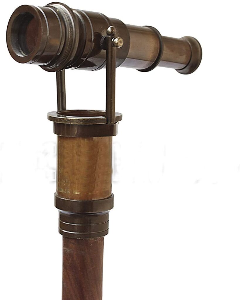 Vintage walking stick with telescope
