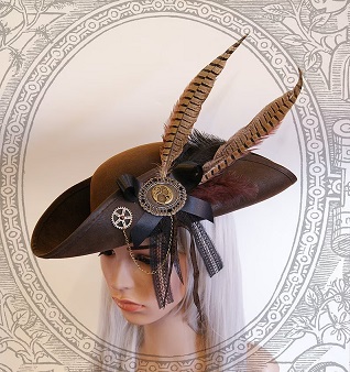 Steampunk pirate hat with feather