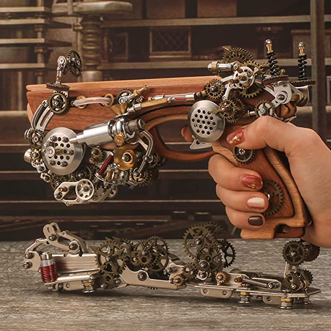 Steampunk puzzles metal gun model alt