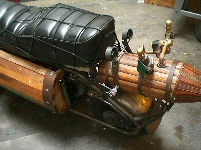 the whirly gig steampunk motorcycle rear